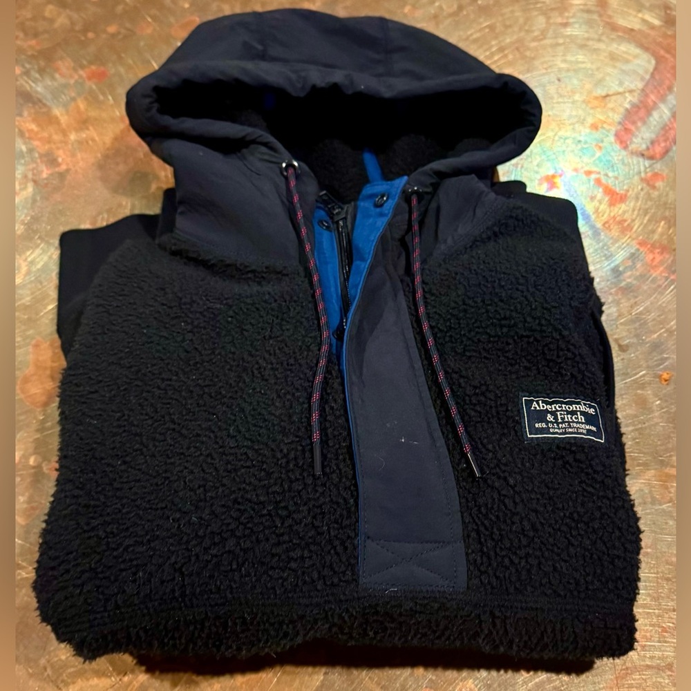 Abercrombie & Fitch Navy Blue Sherpa Jacket